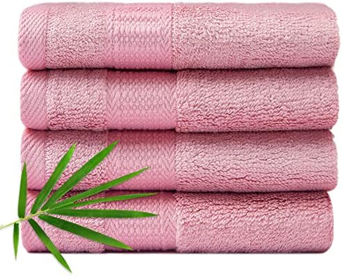 Canhoison bambusove krpe za lice i tijelo, 4 pakovanje ružičastih pranja za odrasle djeca dječje luksuzne super meke visoko upijajuće ručnike u kupaonici 13 x13
