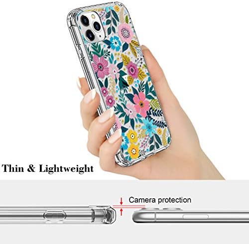 Icedio iPhone 11 Pro Max Case sa zaštitnikom zaslona, ​​čistom sa slatkim šarenim cvjetnim cvjetnim uzorcima za djevojke, Slim Fit