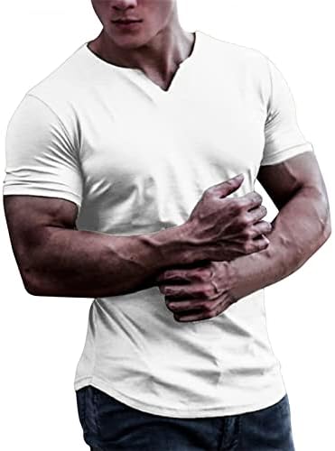 Muška majica kratkih rukava s kratkim rukavima, puna boja, ležerna teretana trenita atletska majica ljetni pamučni tee vrhovi