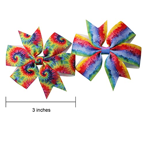 120 Komada 3 Inch Pinwheel Mašne Za Kosu Za Male Djevojčice Rainbow Scale Gradient Flower Design Štampano 60 Boja U Paru