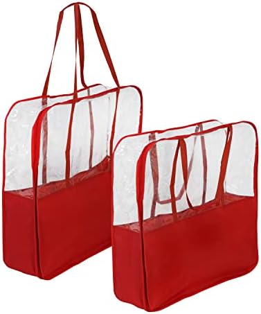 Honey-Can-Do 2-Pack Clear-View Božićne torbe sa ručkama, Red SFT - 09405 Red