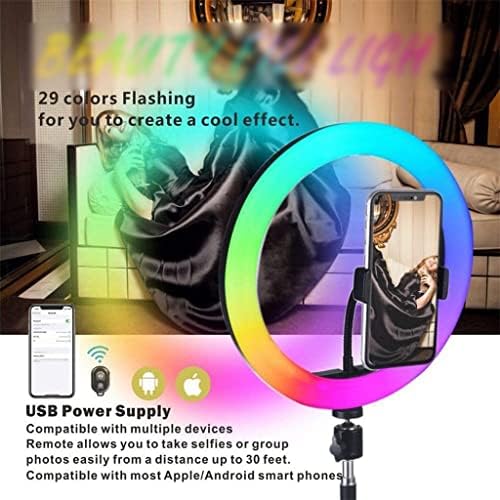 SLSFJLKJ 10 RGB Selfie Ring Light Circle LED lampica zatamnjena lampica Video Trepirano fotografiranje šminke sa udaljenim stativ