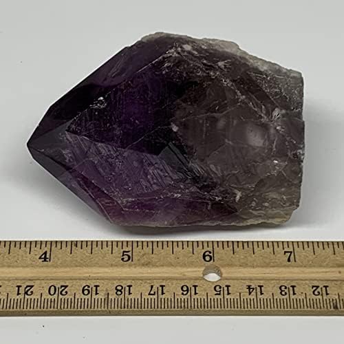 Watangems 311,1 grama, 3,3 x 2,4 x 2,1 prirodna ametist točka kristal gornji dio polirani, donji dio grubim mineralnim uzorcima, liječenje