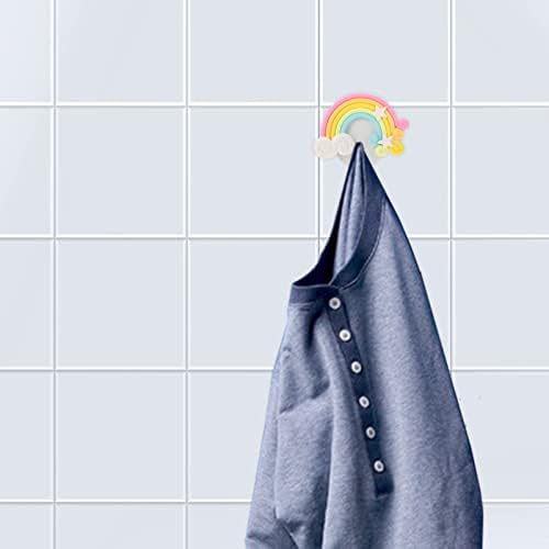 Cabilock 4pcs Rainbow Zidni kukic Slatke oblake Rainbow Key Hat ručnik za ručnik ljepljive bušilice Besplatni zidni vješalice Zidne