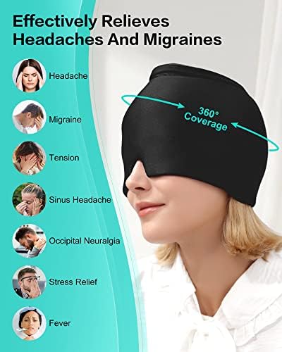 Glavobolja migraine relief Hat - Hot & hladna puna okolna migrena Relief maska Ice Pack kapa, za napetost sinusa glavobolja, groznica,