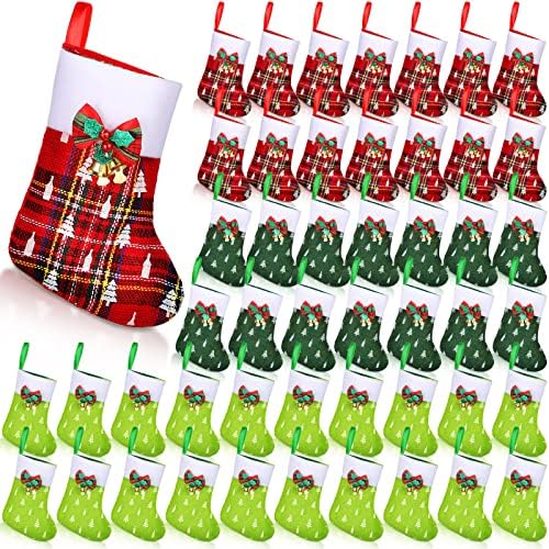50 komada božićne čarape za bolnice Xmas božićne čarape sa zvono božićnim drvvom Male čarape crvene zelene klasične ukrase za odmor za odmor za odmor 6 inča