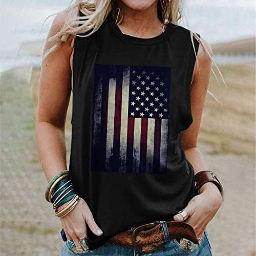 Ženski ljetni tenk Najbolja američka košulja za zastave za žene 4. srpnja vrhovi rezervoara USA Flag Stars Stripes bez rukava patriot