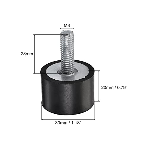 Uxcell M8 gumeni nosači, 4pcs muški navoj amortizer, za motorne generatorni kompresor garaža za obrnuto pumljenje udaračkim zračnim