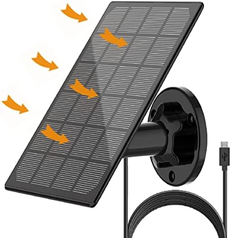 Solarni panel za vanjsku kameru, IP66 vodootporni solarni punjač, ​​kontinuirano solarno napajanje za sigurnosne kamere, sa 10ft kabelskom mikro USB priključkom i tipom C adapterom solarne ploče, 360 ° podesivi nosač