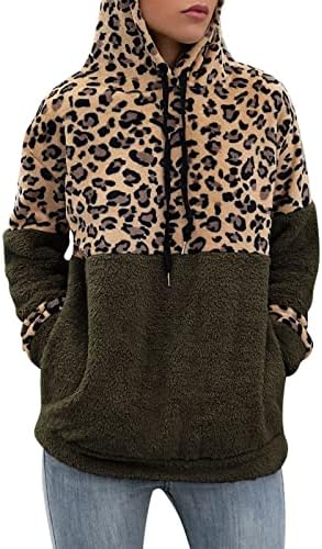 Ženski džemperi 2023 Pulover dugih rukava Leopard Print Plish džemper jaknu od puloverske jakne