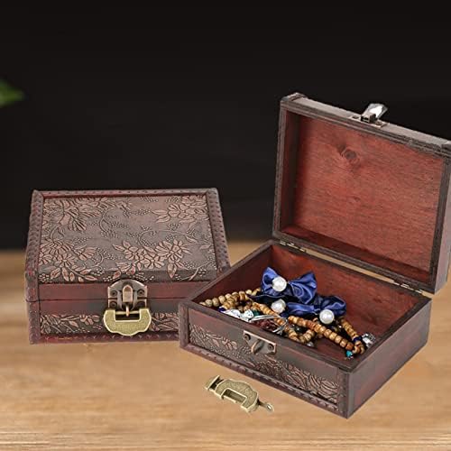 Zerodis Vintage Drvena kutija za odlaganje nakit skladište Retro evropski stil drvena starina Stari ukrasni Organizator za odlaganje