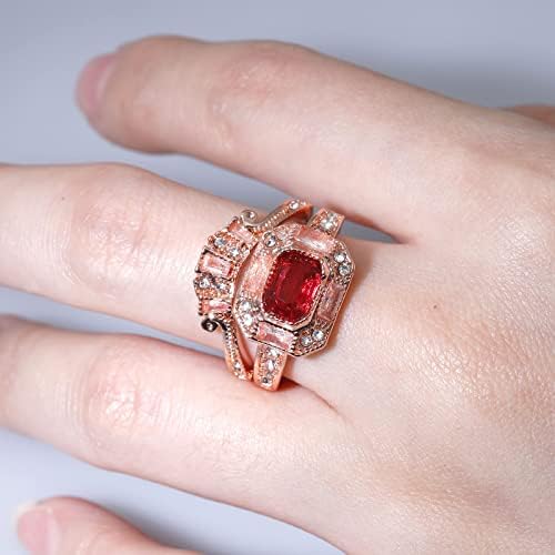 2023 Novi cirkon svijetli modni nakit angažiran okrugli prsten za prsten crveni kamen za žene zvoni tanak prsten
