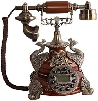 Myingbin Antique ručno graviranje fiksnog telefona sa pozivateljem u realnom vremenu Resin SILS paunski statuu ožičeni telefon kućni