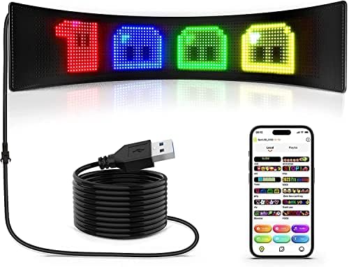 Rayhome uvozni uvozni prikaz programibilan LED znak, 27''x5 '' fleksibilan USB 5V višenamjenski rotacija Bluetooth aplikacija Kontrola