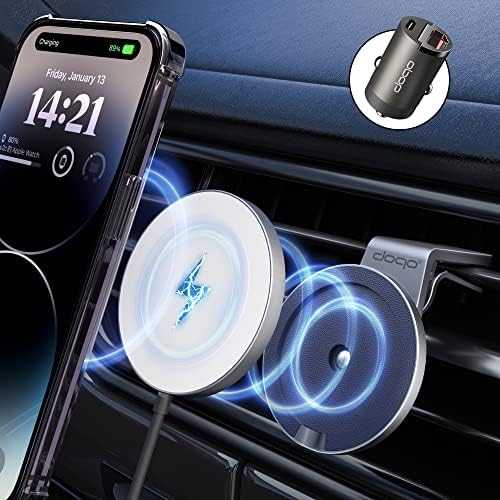 Doqo odvojeni iPhone Magsafe nosač za automobil [Apple MFi Certified] magnetni držač telefona za automobil[lako instalirajte] 15w