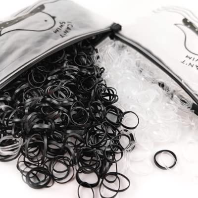 2000kom Clear+Crne elastične gumene trake za kosu za djevojčice i žene muška frizura,vezice za kosu Premium Set alata za oblikovanje kose