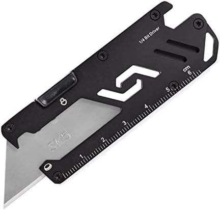 KUNSON džepni Pomoćni nož od nerđajućeg čelika, prenosivi EDC uvlačivi rezač kutija za kartone, kartone i kutije, sečivo za brzu promenu, dizajn sigurnosne brave, dodatnih 5 sečiva uključeno