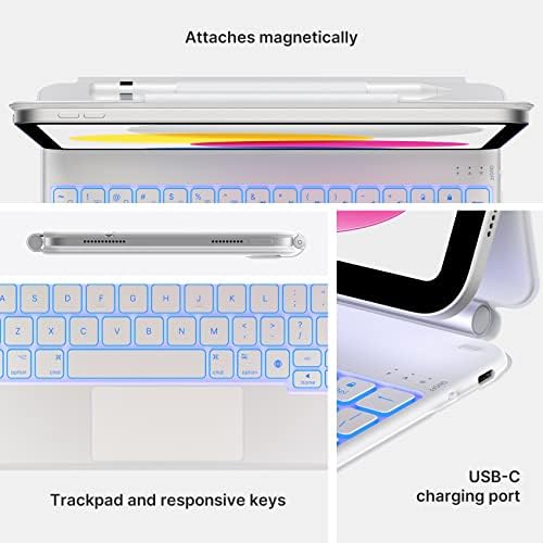 typecase Edge tastatura za iPad 10. generacije - 10 boja sa pozadinskim osvetljenjem, tanka, dodirna tabla sa više dodira, BT, futrola