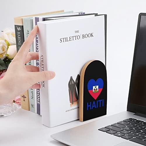 Love Haiti Wood Bookends Non-Skid dekorativni držač knjiga Book Stop police za teške knjige magazin 1 par jedne veličine