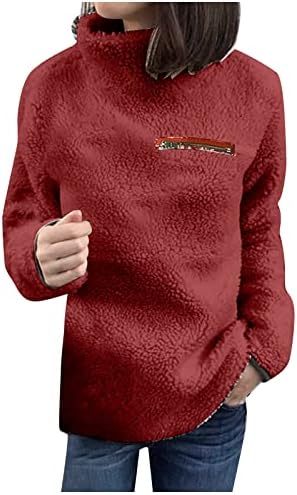 Ženski džemperi modni casual plišani patentni patentni zatvarač visoki vrat topli bluzi kabeli pleteni džemper