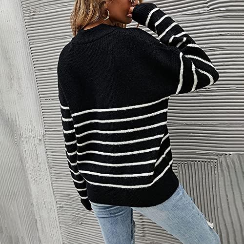 Duks džemper za žene dugih rukava patentni zatvarač mock izrez zimske košulje Pulover casual proljetne pruge bluza